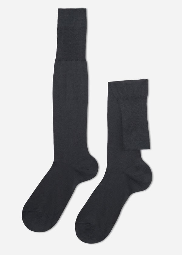 Dlouhé pánské ponožky z mercerované bavlny