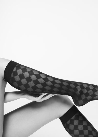 Geometric Patterned Opaque Knee Highs