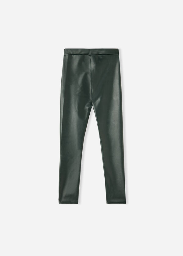 Girls’ Leather Effect Thermal Leggings