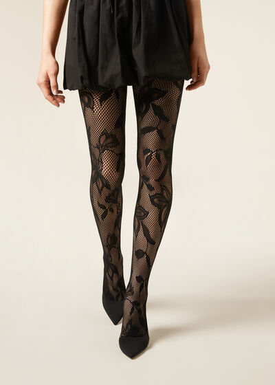 Macro Floral Lace Tights