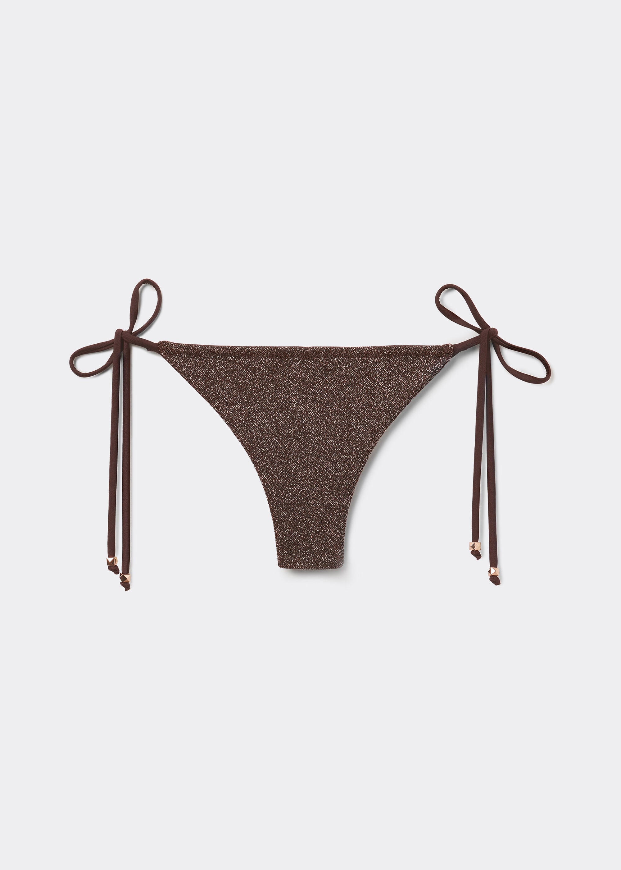 Tie Side Brazilian Bikini Bottoms Brown Glitter