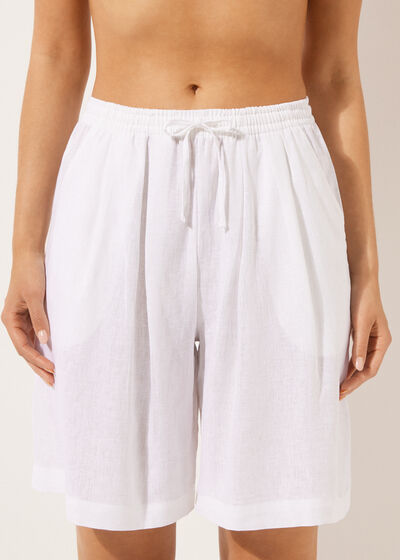 Linen and Viscose Bermuda Shorts