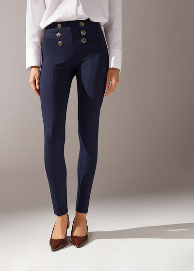 Skinny Shaping Leggings with Buttons