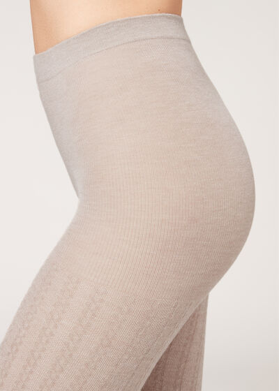 Cable Pattern Tights with Cashmere