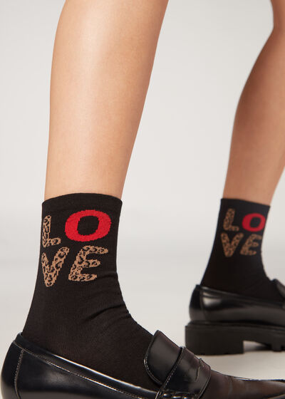 Love Pattern Short Socks