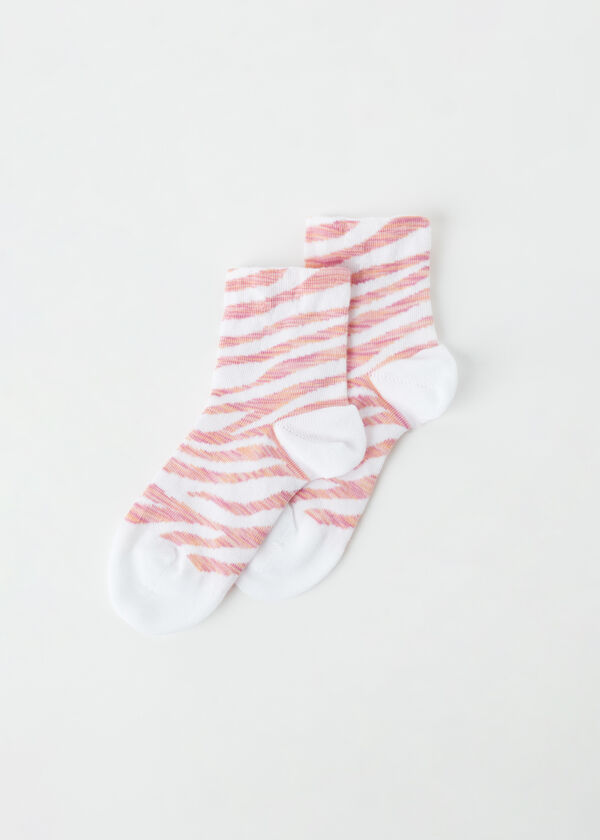 Zebra Desenli Kısa Kız Çocuk Çorabı