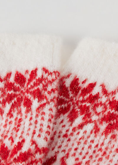 Ribbed Christmas Slipper Socks with Glitter