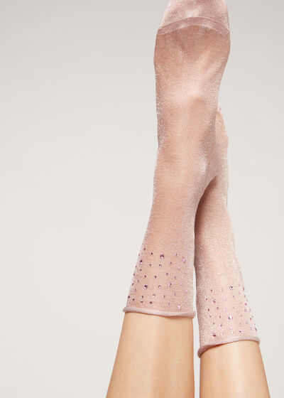 Short Socks with Glitter and Crystals