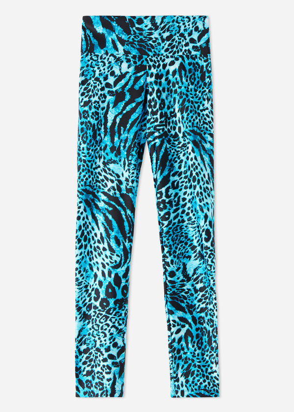 Legging brillant sport motif animalier