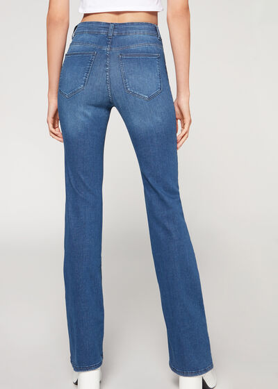 Bootcut-Jeans mit hohem Bund Super Flex Denim