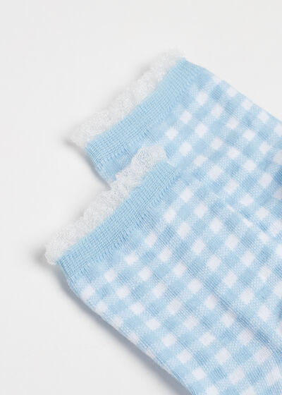 Vichy Short Socks with Ruched Trim
