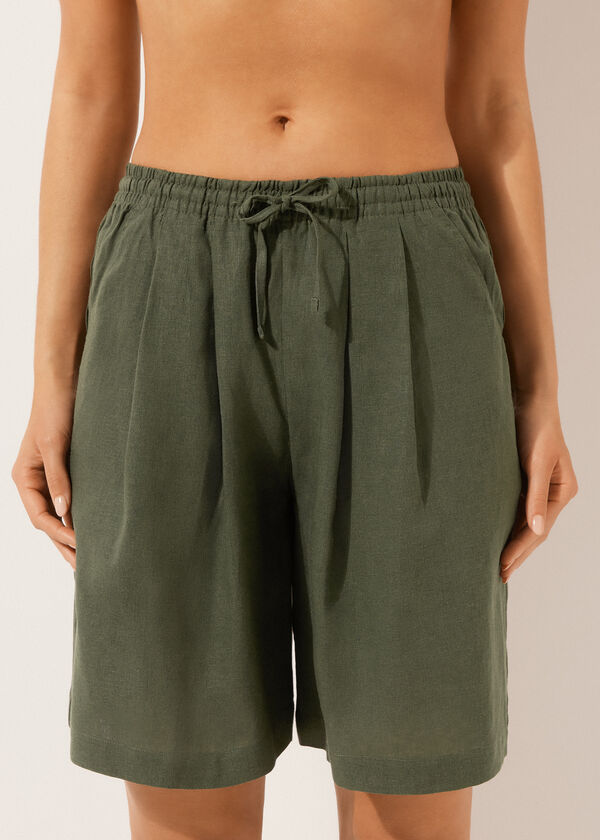 Linen and Viscose Bermuda Shorts