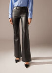 Coated-Effect Thermal Flare Leggings with Zip and Button