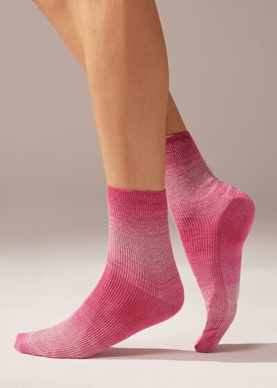 Krátké ponožky s pruhy do ztracena a třpytkami