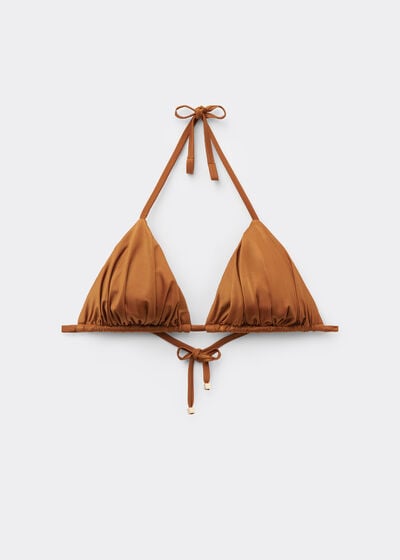 Triangel-Bikinioberteil mit herausnehmbaren Polstern Shiny Satin