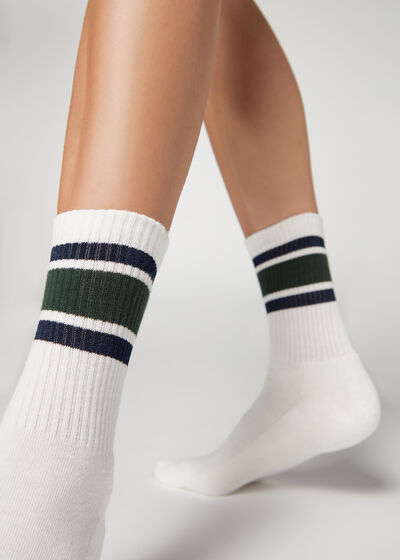 Ribbed Band-Pattern Short Socks