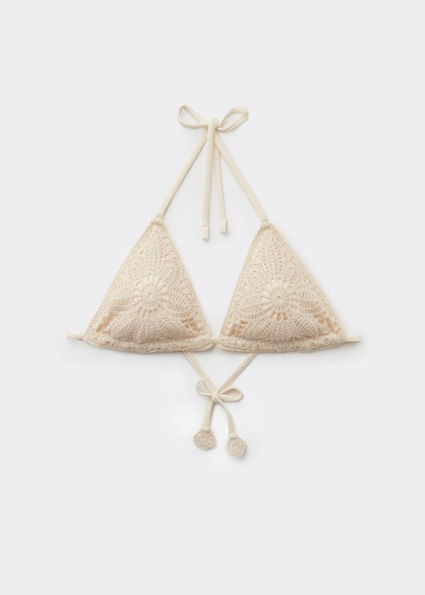 Triangle Bikini Top Floral Crochet