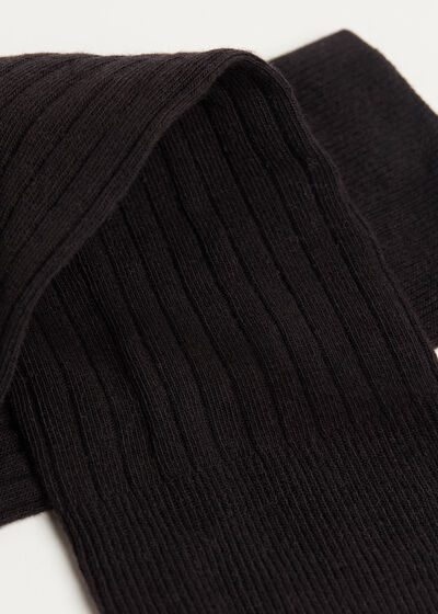 Lange gerippte Damensocken mit Cashmere