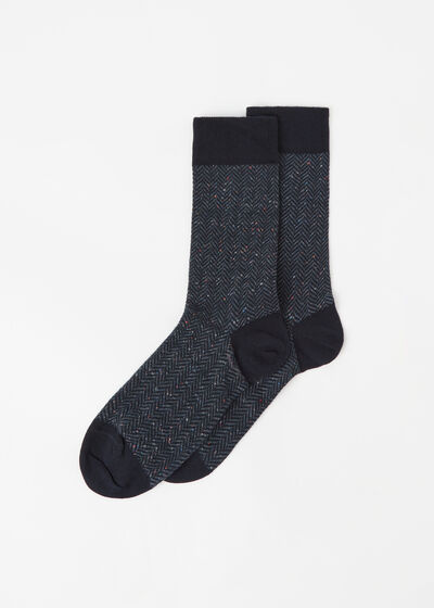 Men’s Herringbone Motif Short Socks