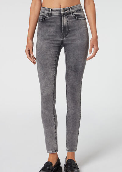 Skinny Push-up-Jeans aus Soft-Touch-Gewebe mit hohem Bund