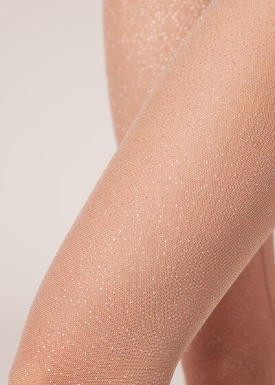 Glitter Coated-Effect Tulle Tights