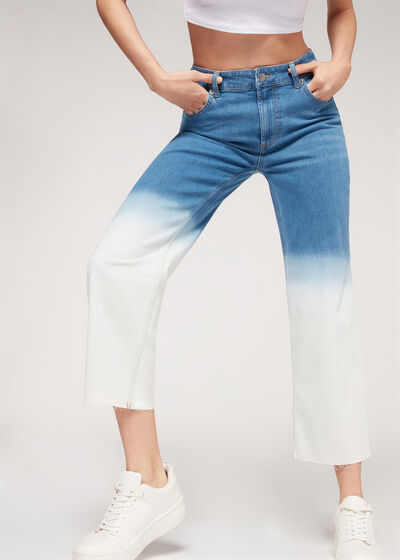 Skrátené rovné džínsy