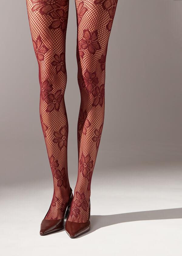 Large Flower Pattern Fishnet Tights - Calzedonia