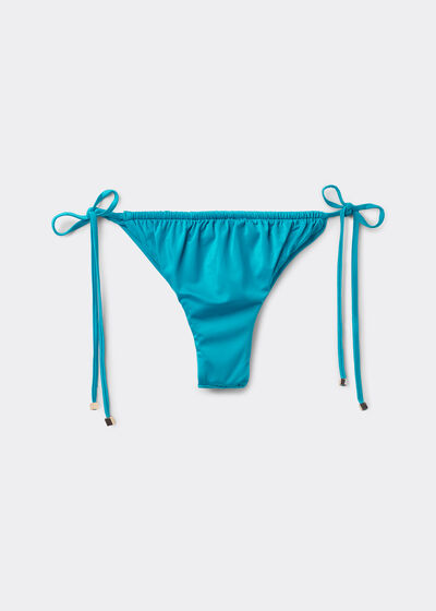 Tie Brazilian Bikini Bottoms Shiny Satin