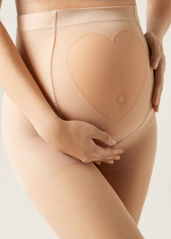 20 Denier Sheer Maternity Tights with Velour Heart