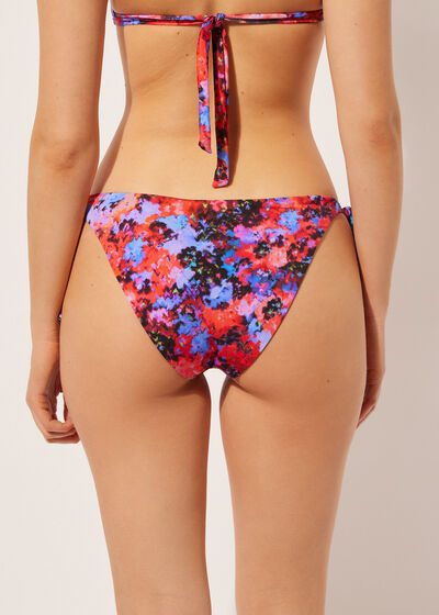Tied Swimsuit Bottom Blurred Flowers