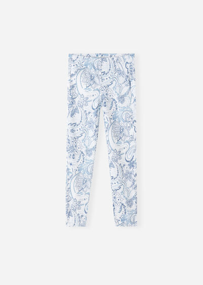 Leggings Estilo Jeans com Padrão Paisley para Menina