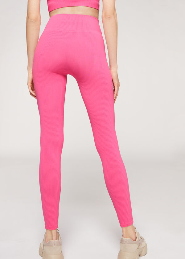 Sportliche Leggings aus Seamless-Feinrippgewebe