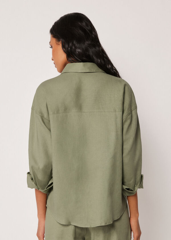 Short Linen and Viscose Shirt