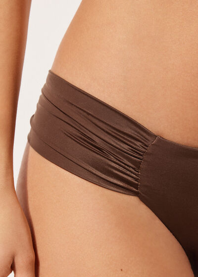 Brasiliana con Drappeggio Costume Shiny Satin