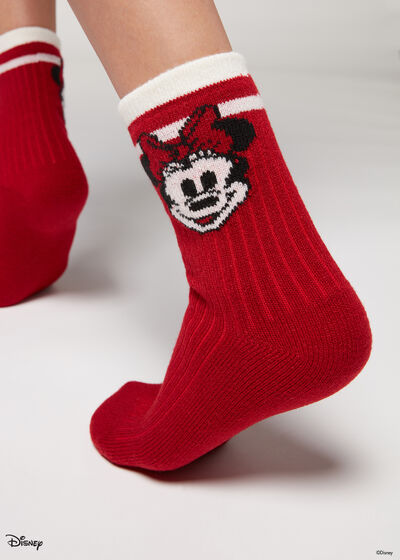 Krátké hebké ponožky s disneyovskou Minnie a vánočním motivem