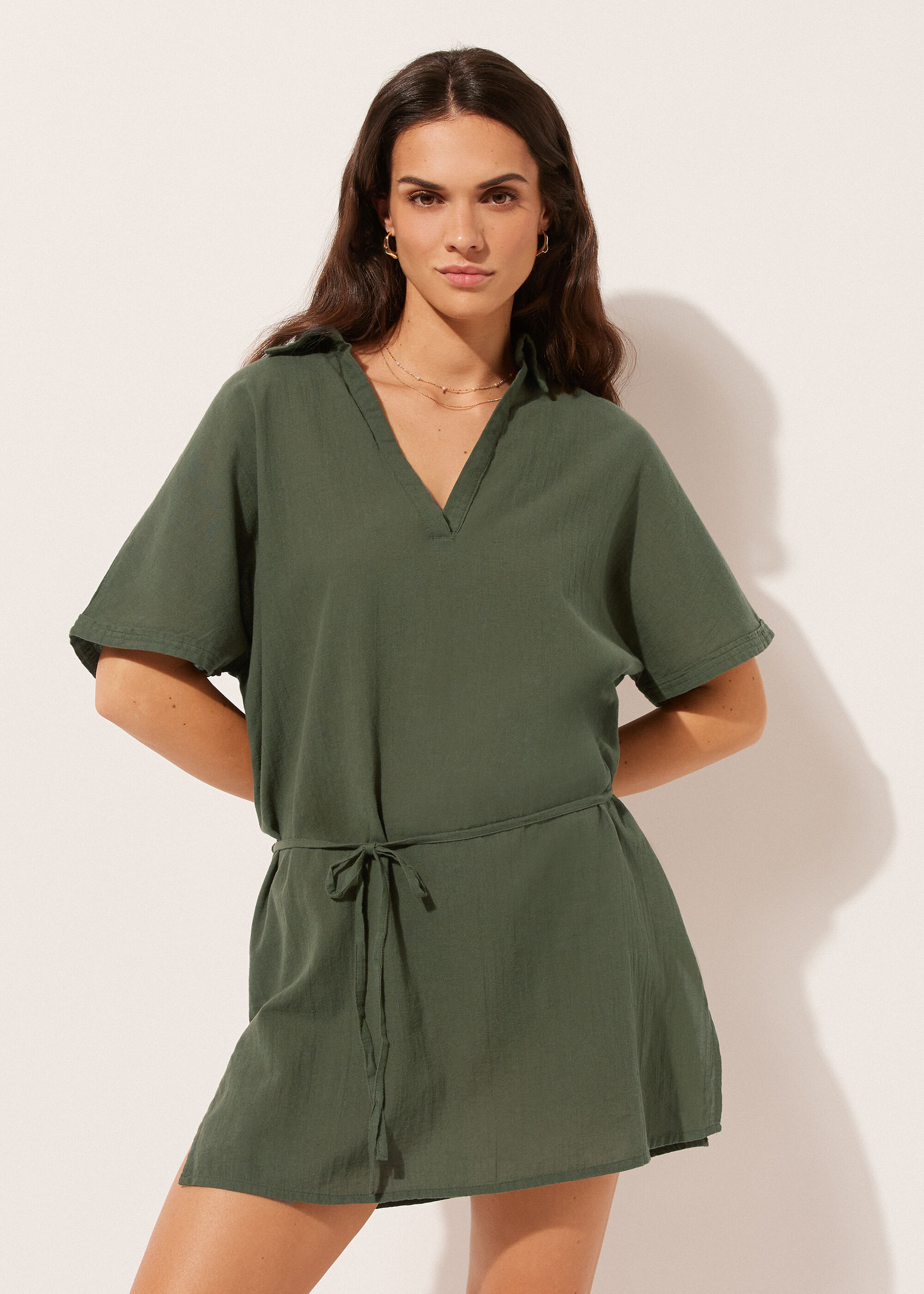 Short Kaftan with Drawstring