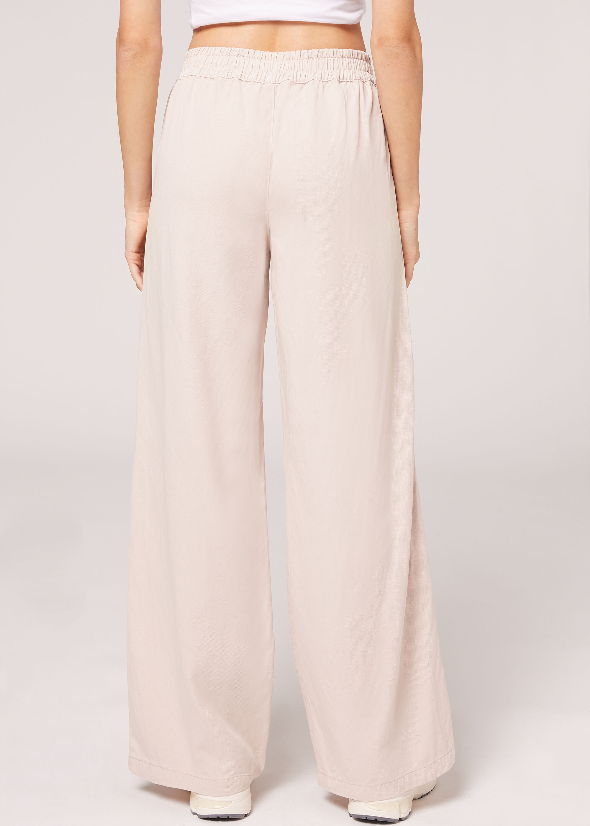Linen Palazzo Leggings with Pockets