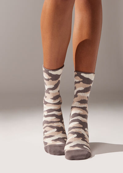 Camouflage-Patterned Short Sport Socks
