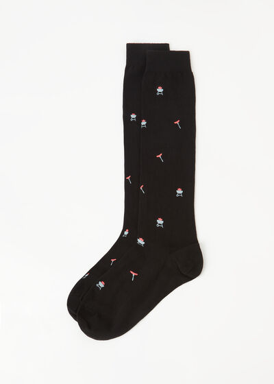 Lange Herrensocken mit Allover-Muster