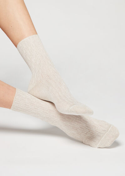 Krátke ponožky so vzorom kláskov s trblietavým vláknom