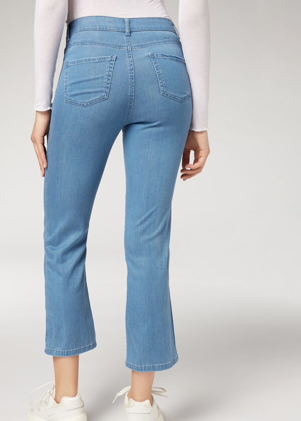 Eco Light Flared Cropped Denim Jeans