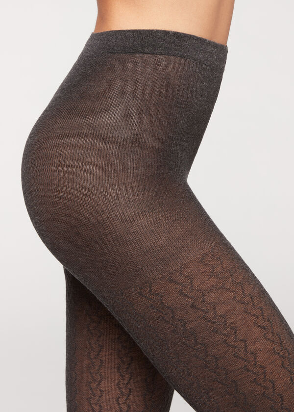 Cable-Knit Tights with Cashmere