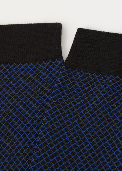 Pánske krátke kašmírové ponožky s kosoštvorcovým vzorom