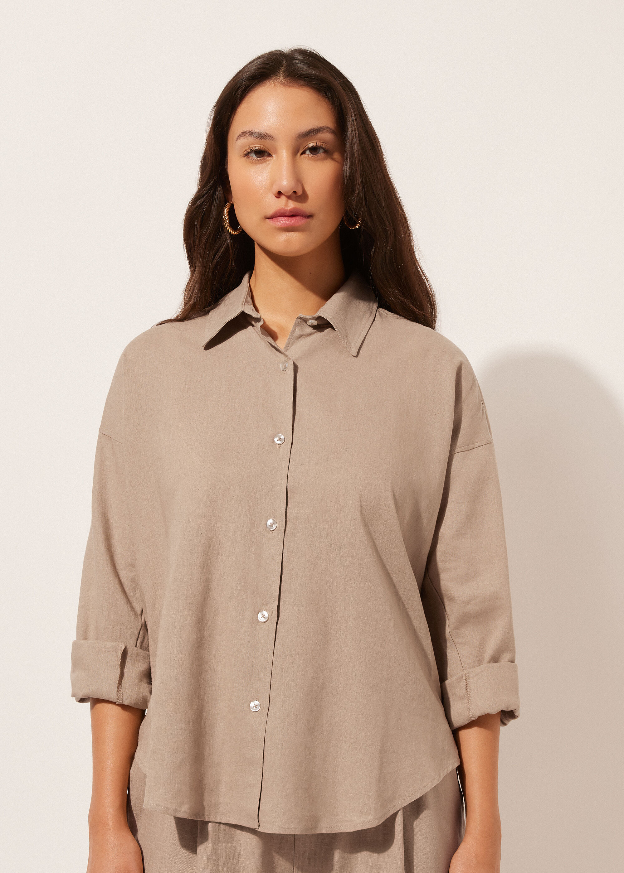 Short Linen and Viscose Shirt