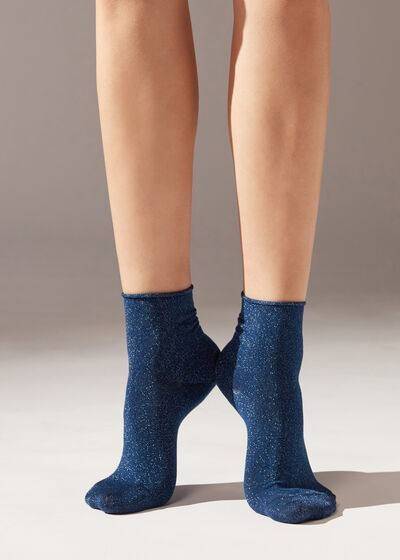 Soft Cuff Short Socks with Glitter