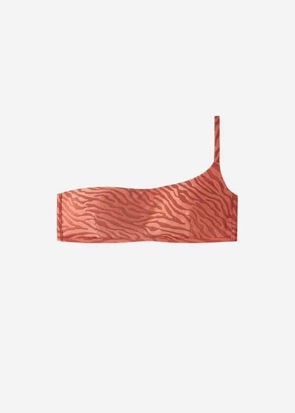 Istanbul Zebra Print One-Shoulder Bandeau Bikini Top