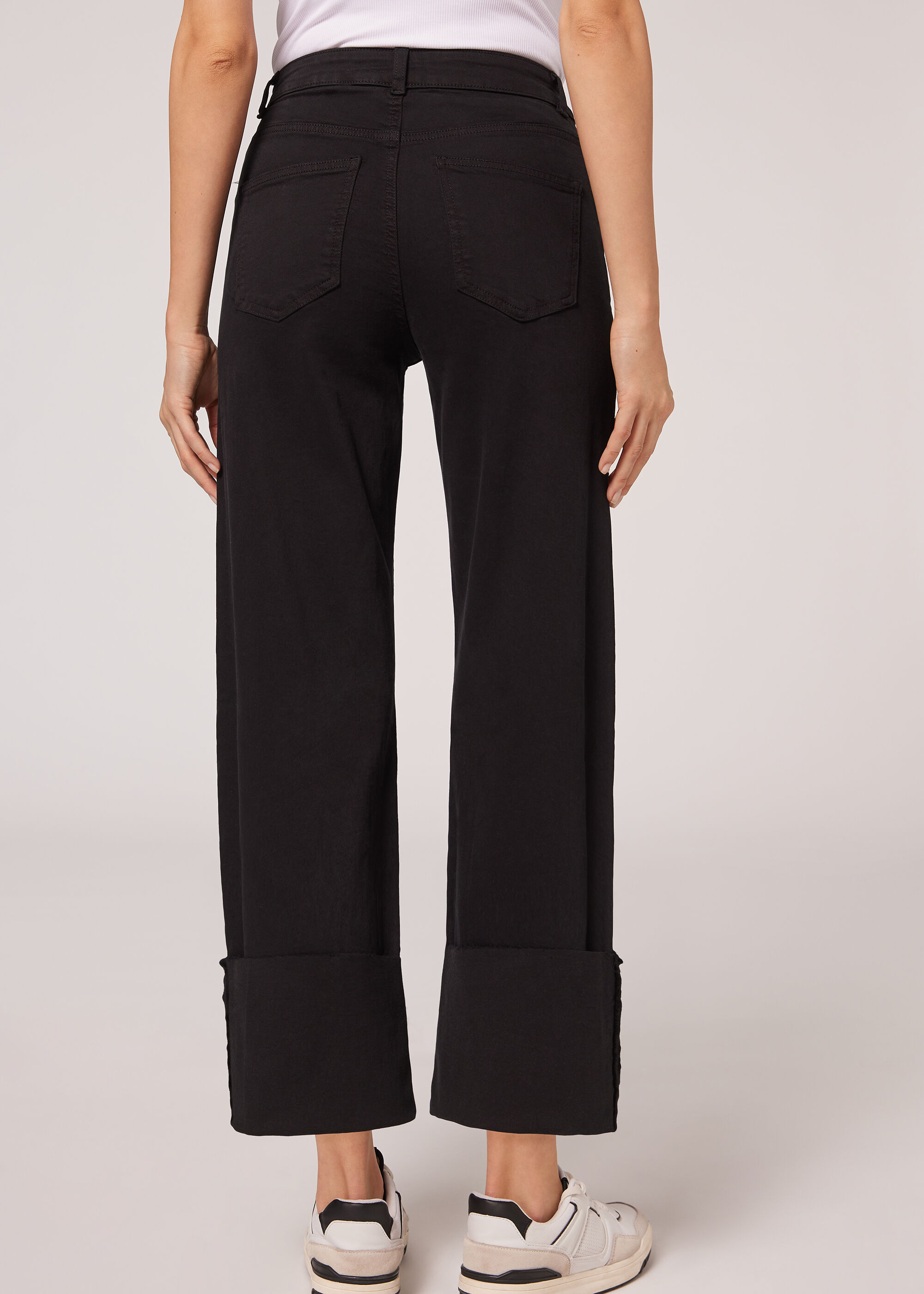 Katlama Detaylı Culotte Kot Pantolon