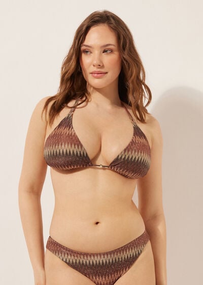 Golden Chevron Triangle Swimsuit Top