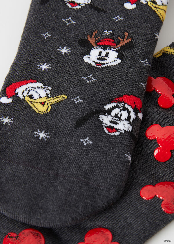 Meias Antiderrapantes Rato Mickey Família Natal para Homem