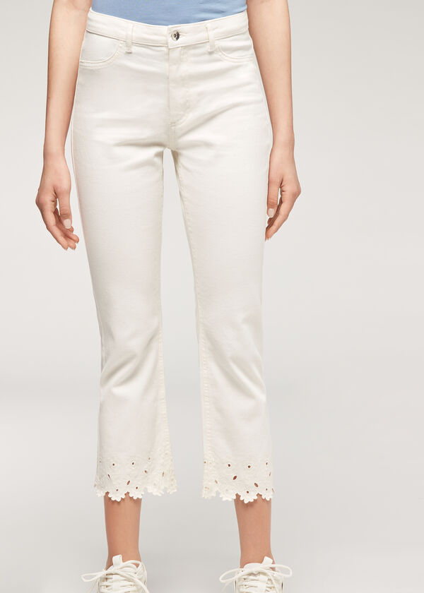 Jeans with Floral Embroidery